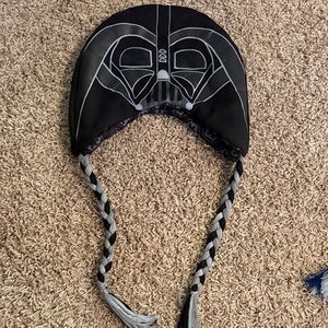 Black and Gray Knit Hat with Braids